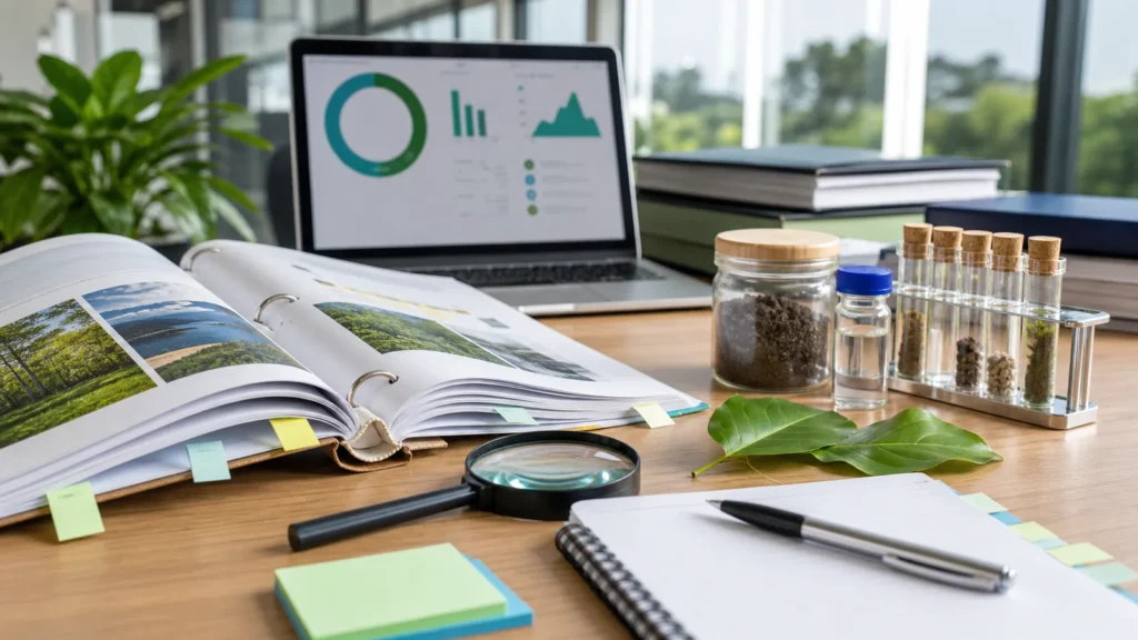 Materiais de referência e amostras ambientais para glossário ambiental empresarial