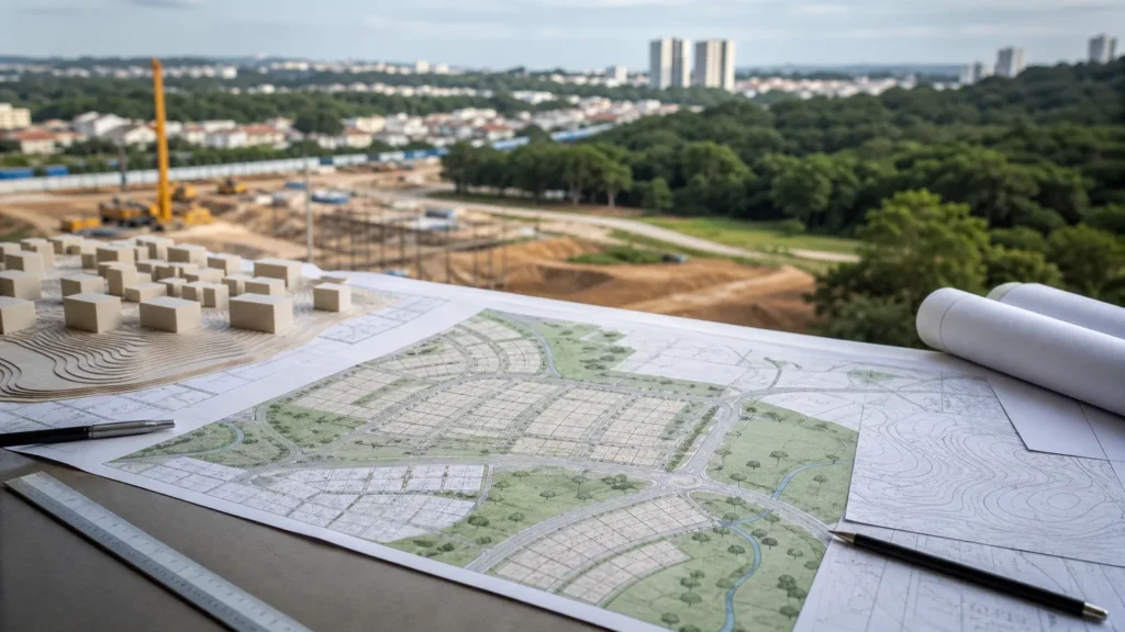 Planta urbana e modelo de empreendimento para análise ambiental do GRAPROHAB