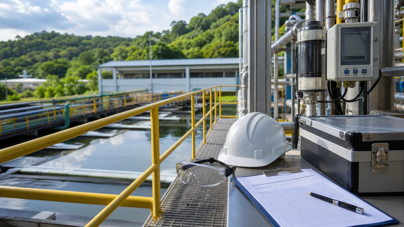 Equipamentos de segurança e monitoramento ambiental em área industrial para HSE