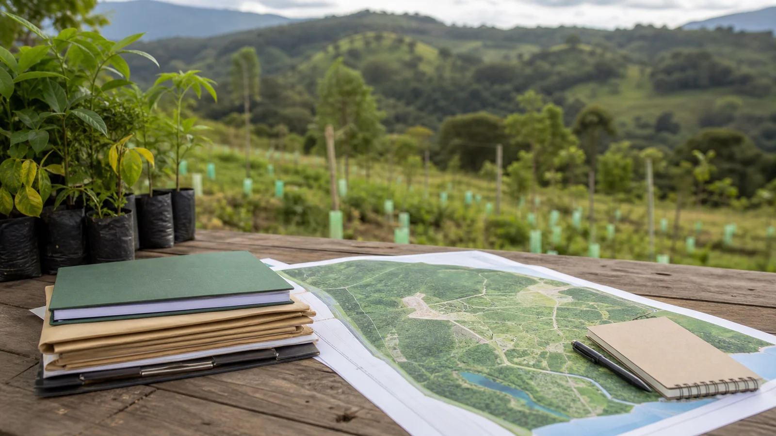 Mudas, mapas e documentos usados no acompanhamento de TCRA ambiental