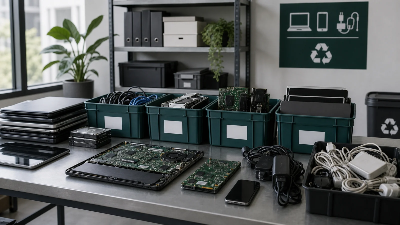 Equipamentos eletrônicos separados para descarte corporativo responsável