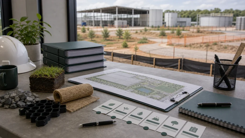 Planta de empreendimento e controles ambientais para Plano de Controle Ambiental