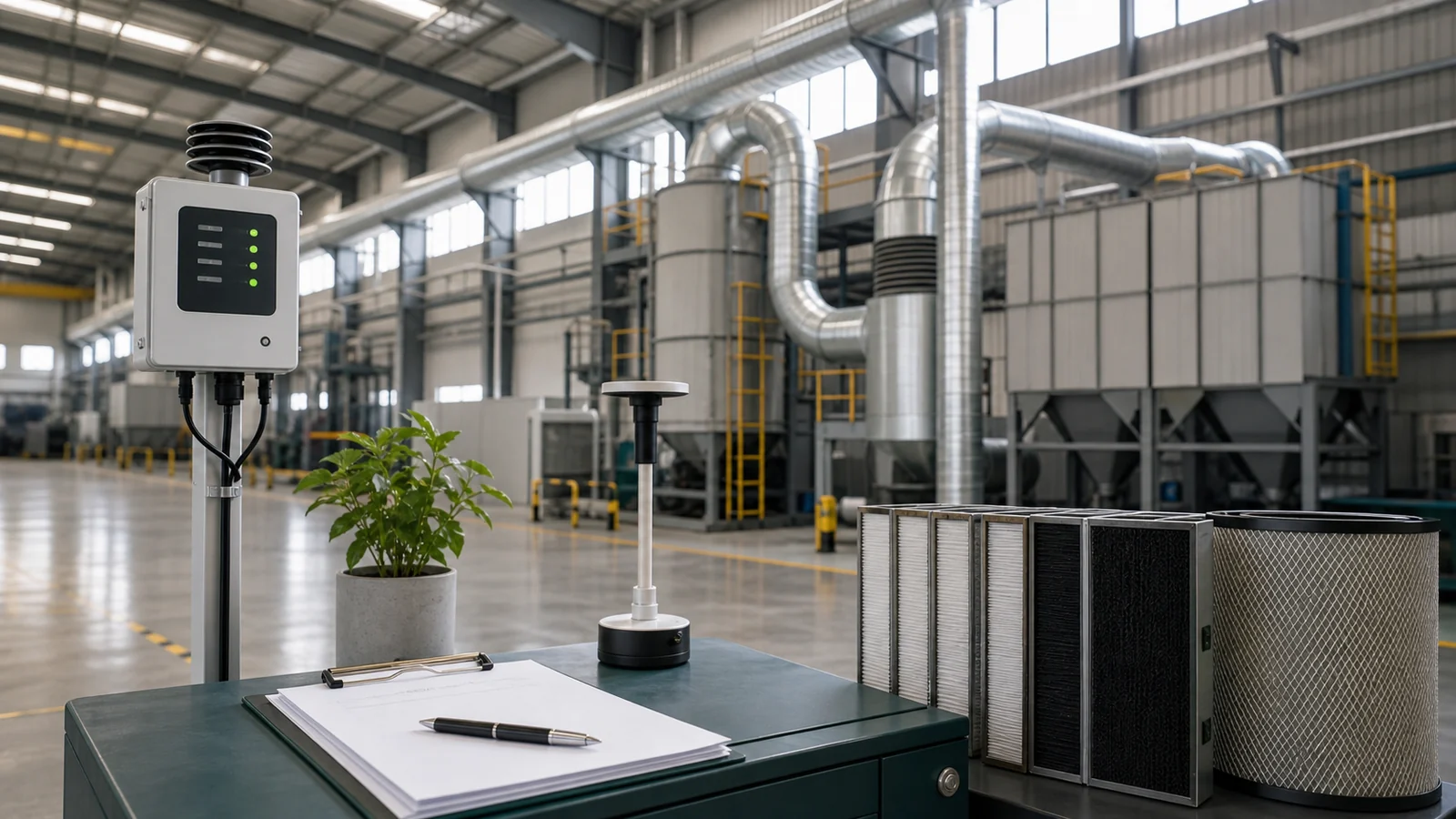 Sistema de ventilação e monitoramento para controle de poluição do ar industrial