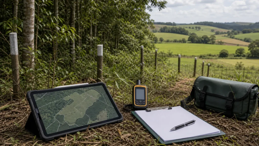 Área preservada e mapa rural usados para controle de Reserva Legal